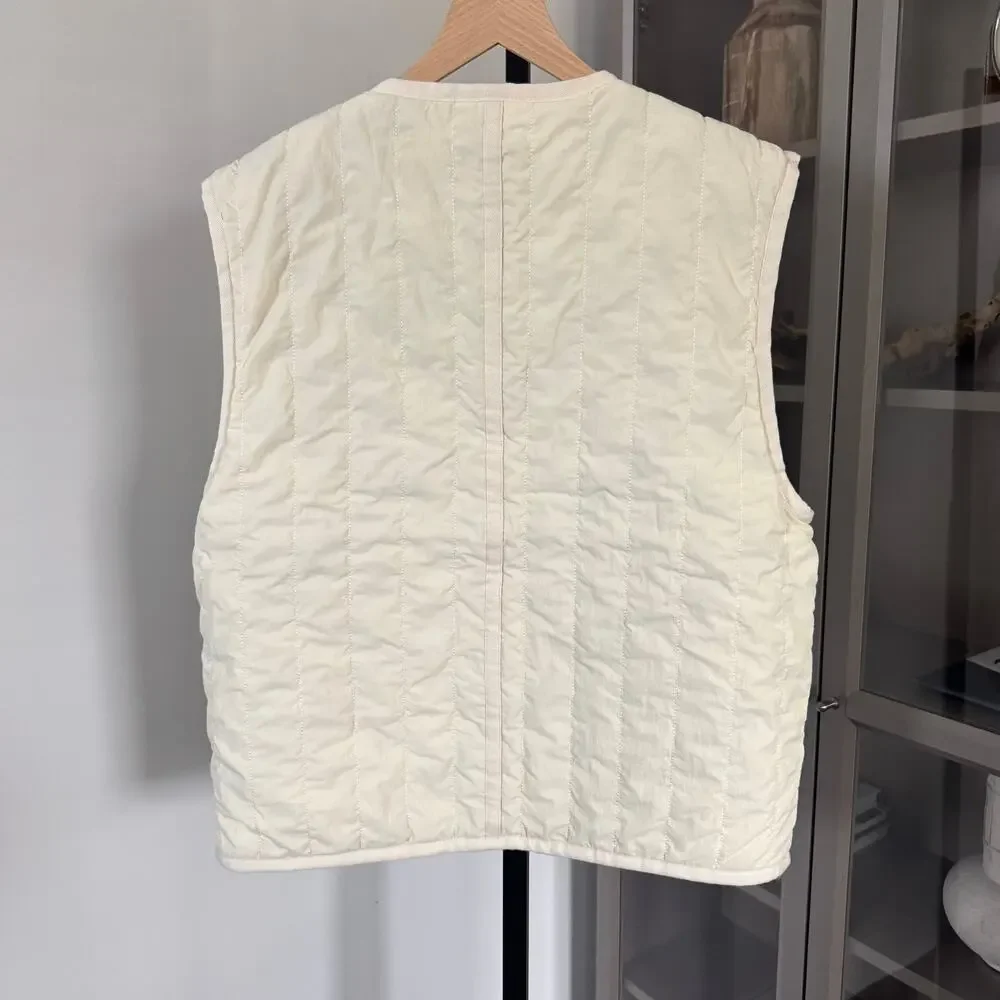 Knickerbocker Reverse Century Quilted Vest XXL NEW White Grey Pile Fleece Jacket